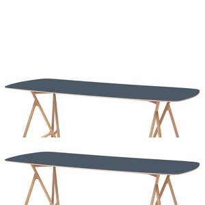 Table Koza Chêne massif / Linoléum - Bleu pétrole / Chêne - 160 x 90 cm