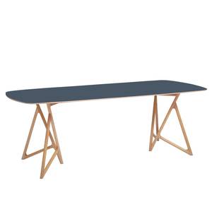 Table Koza Chêne massif / Linoléum - Bleu pétrole / Chêne - 180 x 90 cm