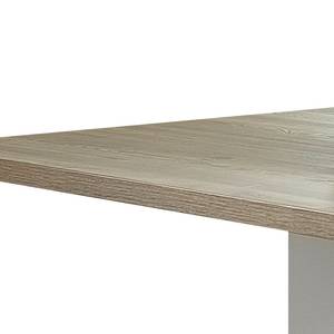 Table Lambda Imitation chêne argenté / Blanc
