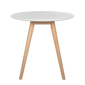 Tavolo da pranzo rotondo LINDHOLM legno lamellare di quercia - Bianco - Diametro: 80 cm