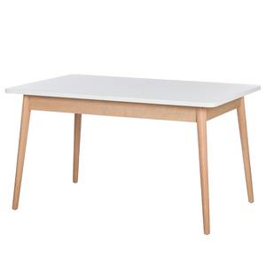 Uitschuifbare eettafel LINDHOLM deels massief eikenhout - Wit - 140 x 90 cm