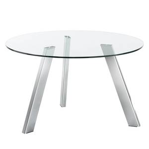 Eettafel Lolove glas/staal - Chrome - Ø 130 cm