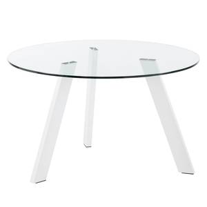 Table Lolove Verre / Acier - Blanc - Ø 130 cm