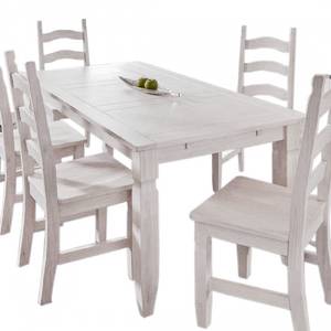 Tavolo da pranzo Lucia Legno massello di pino Bianco