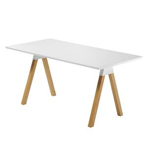 Eettafel Manasse wit deels massief essenhout/essenhout