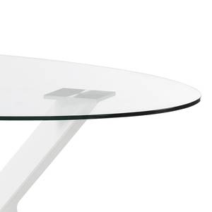 Eettafel Mendel glas/roestvrij staal - Helder glas/wit