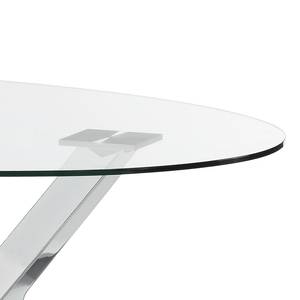 Eettafel Mendel glas/roestvrij staal - Helder glas/chroomkleurig