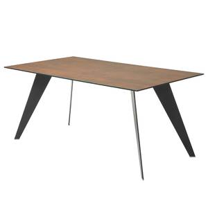 Eettafel Menosio keramiek/staal - Gemêleerd bruin - 160x90cm