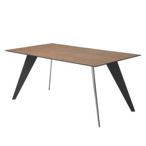 Eettafel Menosio keramiek/staal - Gemêleerd bruin - 200x100cm