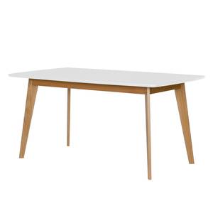 Table de salle à manger Nante Chêne partiellement massif - Blanc / Chêne - 160 x 90 cm