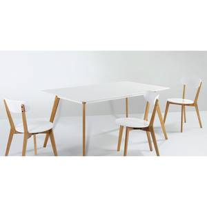 Table Osiek Partiellement en chêne massif - Blanc / Chêne - 160 x 90 cm