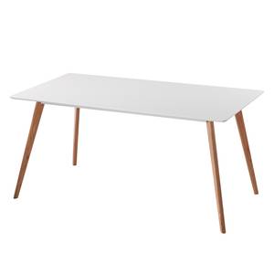 Table Osiek Partiellement en chêne massif - Blanc / Chêne - 160 x 90 cm