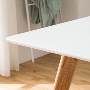 Table Osiek Partiellement en chêne massif - Blanc / Chêne - 160 x 90 cm