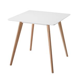 Table Osiek Partiellement en chêne massif - Blanc / Chêne - 80 x 80 cm