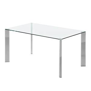 Eettafel Reuben glas/roestvrij staal - Helder glas/chroomkleurig - 140x90cm