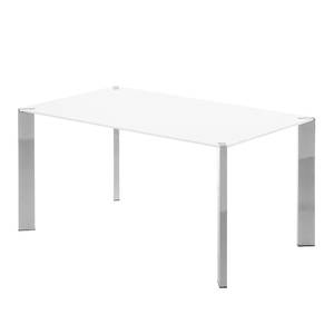 Table Reuben Verre / Acier inoxydable - Blanc / Chrome - 140 x 90 cm