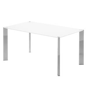 Table Reuben Verre / Acier inoxydable - Blanc / Chrome - 160 x 90 cm