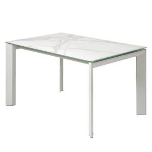 Eettafel Retie I marmer/stal - Wit imitatie marmer - Breedte: 140 cm - Heldergrijs