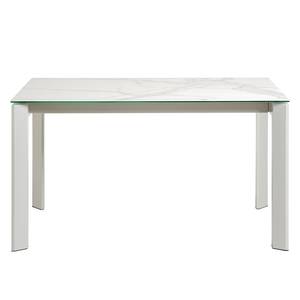 Table Retie I Marbre / Acier - Imitation marbre blanc - Largeur : 140 cm - Gris lumineux