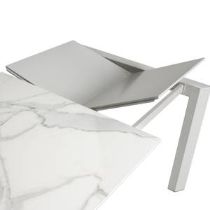 Table Retie I Marbre / Acier - Imitation marbre blanc - Largeur : 140 cm - Gris lumineux