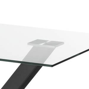 Eettafel Sarinna glas/roestvrij staal - Helder glas/zwart - 150x90cm