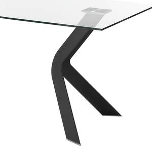 Table Sarinna Verre / Acier inoxydable - Verre clair / Noir - 150 x 90 cm