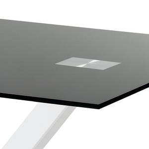 Eettafel Sarinna glas/roestvrij staal - Helder glas/wit - 150x90cm