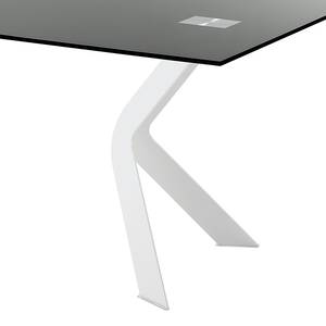 Table Sarinna Verre / Acier inoxydable - Verre clair / Blanc - 150 x 90 cm