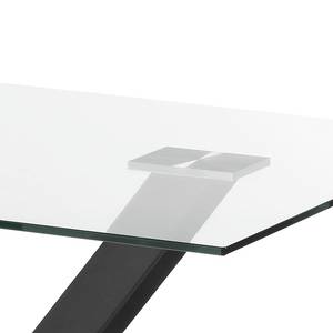 Table Sarinna Verre / Acier inoxydable - Verre clair / Noir - 180 x 90 cm