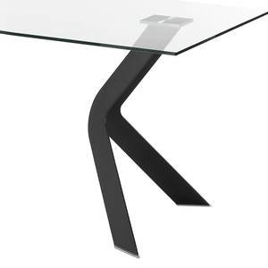 Table Sarinna Verre / Acier inoxydable - Verre clair / Noir - 180 x 90 cm