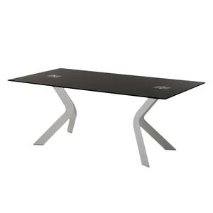 Table Sarinna Verre / Acier inoxydable - Noir / Blanc - 180 x 90 cm