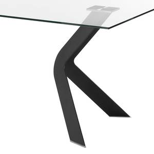 Eettafel Sarinna glas/roestvrij staal - Helder glas/zwart - 200x100cm
