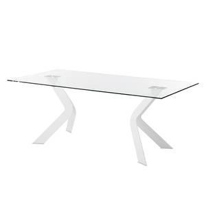 Table Sarinna Verre / Acier inoxydable - Verre clair / Blanc - 200 x 100 cm
