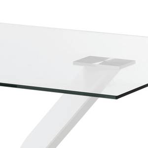 Table Sarinna Verre / Acier inoxydable - Verre clair / Blanc - 200 x 100 cm