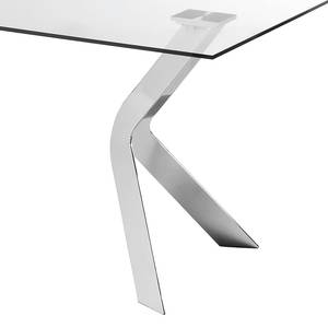Table Sarinna Verre / Acier inoxydable - Verre clair / Chrome - 150 x 90 cm