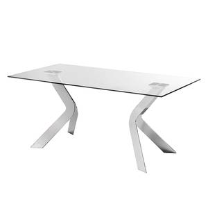 Table Sarinna Verre / Acier inoxydable - Verre clair / Chrome - 180 x 90 cm