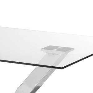 Table Sarinna Verre / Acier inoxydable - Verre clair / Chrome - 180 x 90 cm