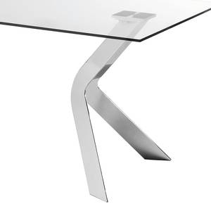 Eettafel Sarinna glas/roestvrij staal - Helder glas/chroomkleurig - 180x90cm
