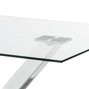 Eettafel Sarinna glas/roestvrij staal - Helder glas/chroomkleurig - 200x100cm
