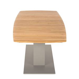 Table Solano Chêne noueux / Gris platine - Avec rallonge centrale et plateaux insérés
