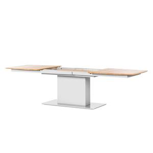 Table Solano Chêne noueux / Blanc - Avec rallonge centrale et plateaux insérés