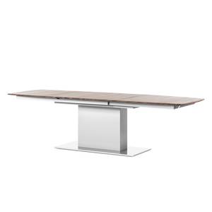 Table Solano Noix / Blanc - Avec rallonge centrale et plateaux insérés