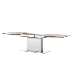 Table Solano Noix / Blanc - Avec rallonge centrale et plateaux insérés