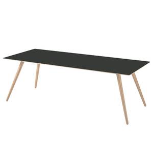 Table Stave II Partiellement en bois massif - Anthracite / Chêne clair - Largeur : 170 cm - Chêne clair
