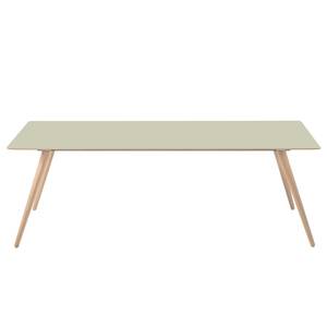 Table Stave II Partiellement en bois massif - Beige vert / Chêne clair - Largeur : 225 cm - Chêne clair