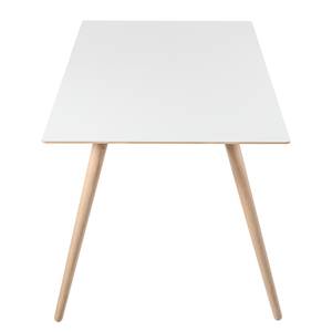 Table Stave II Partiellement en bois massif - Blanc / Chêne clair - 225 x 95 cm - Blanc / Chêne clair - Largeur : 225 cm - Chêne clair