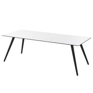 Table Stave II Partiellement en bois massif - Blanc / Chêne noir - Largeur : 170 cm - Noir