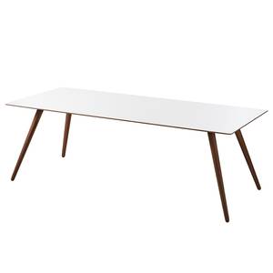 Table Stave II Partiellement en bois massif - Blanc / Noyer - Largeur : 170 cm - Marron