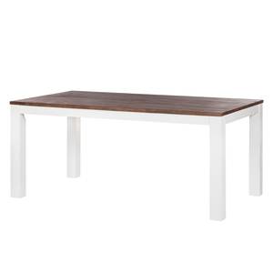 Table Gomera Acacia massif - Blanc / Marron - 180 x 100 cm
