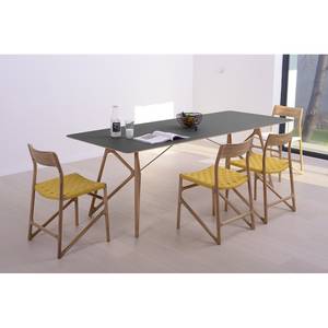 Table Tigg Chêne massif / Linoléum - Anthracite / Chêne - 160 x 90 cm